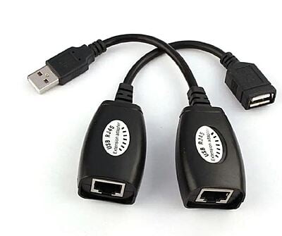 USB RJ45 Extension Adapter Up to 150 FT Length (Black)