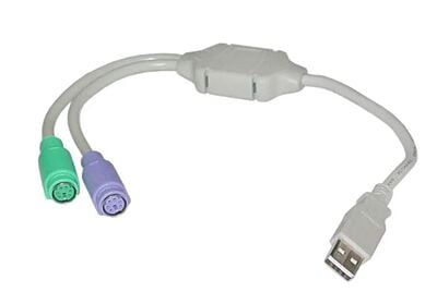 PS2 Active Adapter USB Type A Male to PS 2 Female Multicolor