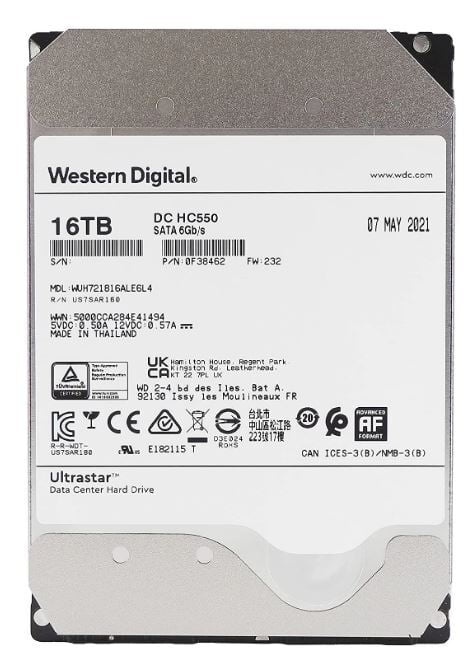 Western Digital 16TB Ultrastar DC HC550 Hard Drive 3.5''