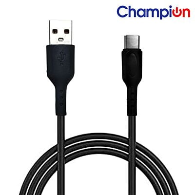 Champion Type-C 3Amp 1Mtr PVC Data Cable Black (Series-C)