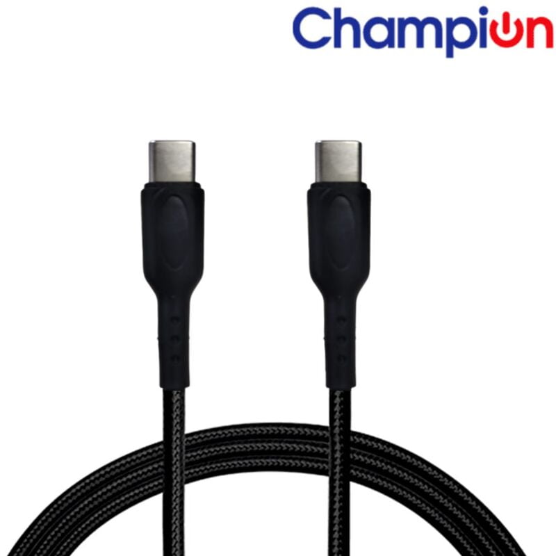 Champion Type-C TO C  3Amp 1Mtr Braided Data Cable Black (Series-C)