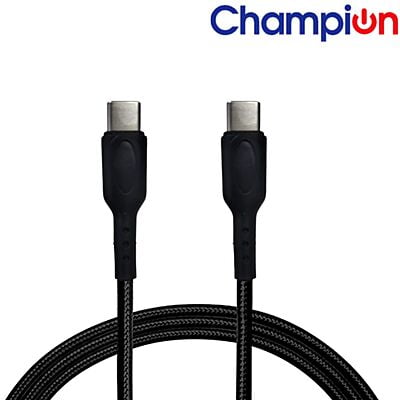 Champion Type-C TO C  3Amp 2Mtr Braided Data Cable Black (Series-C)