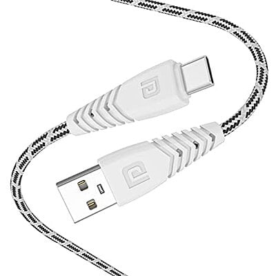 Portronics Konnect Spydr Type C Cable with 3.0A Output, Fast Data Sync, 2M Length, Nylon Braided, Tangle Resistance(White)