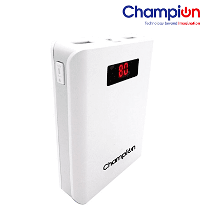 Champion Z-10 10400 mAh Digital Power Bank (BIS Certifed) (White & Grey)