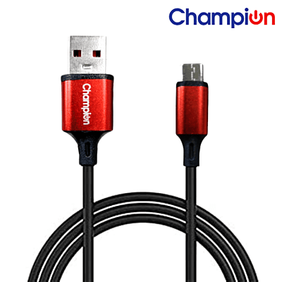 Champion Type-C PVC Red Metal 3 Amp 1 Mtr Data Cable Series I (Black)