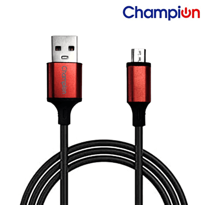 Champion Micro PVC Red Metal 3 Amp 1 Mtr Data Cable Black (Series-i)
