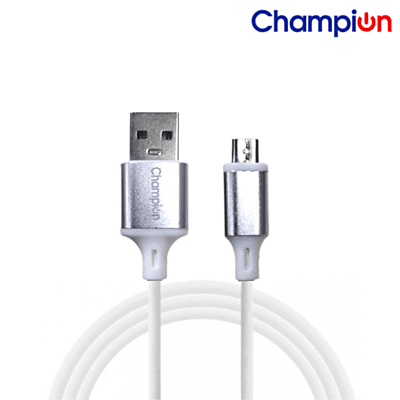 Champion Micro PVC Silver Metal 3 Amp 1 Mtr Data Cable White (Series-i)