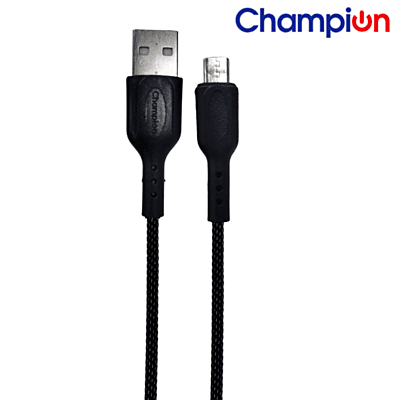Champion Micro 2.4 Amp 1Mtr Braided Data Cable (Black White)