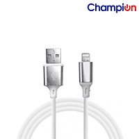 Champion Iphone White Metal Silver/3Amp data cable (1mtr)-Series I