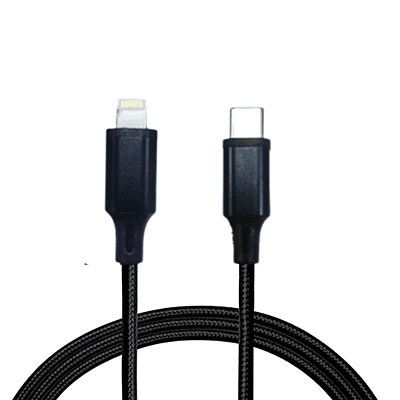 Champin TYPE-C TO L Biarded Black Metal Mold 3Amp 1Mtr Data Cable Series-I (Black)