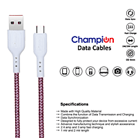 Champion Micro Braided Red Data Cable 2.5Amp (1Mtr) Series-C