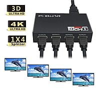 1x4 HDMI Splitter 4 Ports, HDMI Splitter 1 in 4 Out, Supports 3D 4K x 2K