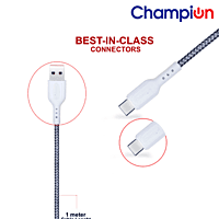 Champion 3A Type C White Braided Data Cable (2Mtr)-Series C