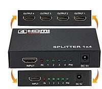 1x4 HDMI Splitter 4 Ports, HDMI Splitter 1 in 4 Out, Supports 3D 4K x 2K