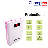 Champion Z-10 10400 mAh Digital Power Bank (White & Pink)