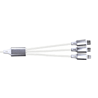 Champion 3in1 2.4Amp 1Mtr Braided Data Cable White (Series-I)