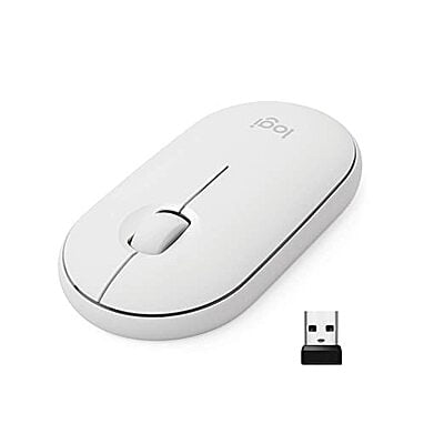 Logitech Pebble M350 Wireless Mouse with Bluetooth or USB | Off White