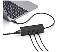USB 3.0 Type-C to 3 Port USB Hub with Ethernet Adapter - Black
