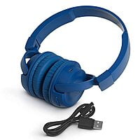 JBL T450BT by Harman Extra Bass Wireless On-Ear Headphones with Mic (Blue)