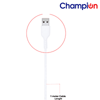 Champion 2.4A 1mtr Type C PVC Data Cable White