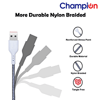 Champion Micro 2.4amp Braided Cable (White)
