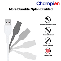 Champion 2.4A 1mtr Type C PVC Data Cable White