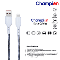 Champion iPhone 2.4 amp Braided Data Cable (White)
