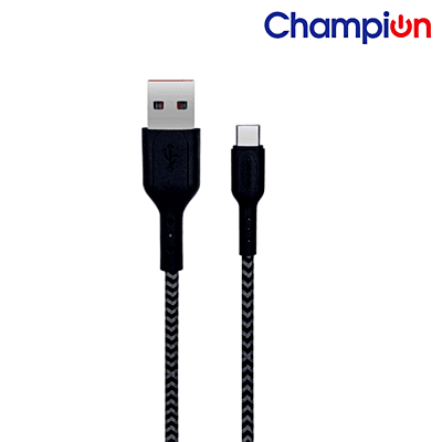 Champion Type 2.4amp 1Mtr C Braided Data Cable Black