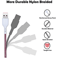Champion Type-C Red Braided Data Cable 2.5Amp (1Mtr)-Series C