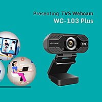 TVS ELECTRONICS Webcam WC 103 Plus Built-in Digital Microphone|Cable Length 1.4 MTS|Built in Digital Microphone| LED Indicators: Power on & Video Mode
