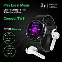 Fire-Boltt 360 Pro Bluetooth Calling, Local Music and TWS Pairing, 360*360 PRO (Black)