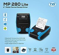 TVS ELECTRONICS MP 280 Lite Mobile Receipt Printer|2 inch Mobile Printer |Bluetooth Connectivity V4.0+USB|Simple&Compactrugged|Chargeable Batteries|203dpi|Auto Sleep Mode