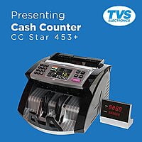 TVS Electronics CC 453 Star+ Cash Counting Machine - Auto Start, Stop & Clear | With Customer Display | UV, MG, IR & 3D Color Sensor Detection | Error Message on Fake Note Detection