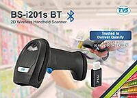 TVS Electronics BS-I201 S Bluetooth Barcode Scanner | Wireless connectivity Upto 25 Meters | Scans Both 1d and 2D bar Codes | Offline Storage Mode with 512000 Characters
