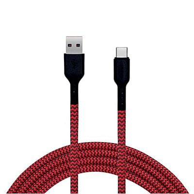 Champion Type-C Red Braided Data Cable 2.5Amp (1Mtr)-Series C