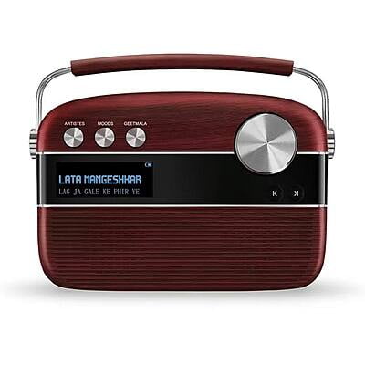Saregama Carvaan Hindi - Portable Music Player with 5000 Preloaded Songs, FM/BT/AUX, Up to 5 hrs playtime (Cherry Red)