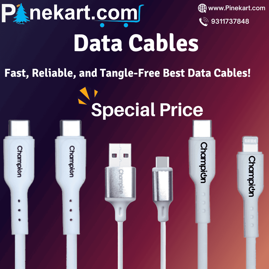 "Data cable used for fast charging and data transfer, ensuring seamless connectivity between devices."