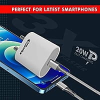 Portronics Adapto 20 Type C 20W Fast PD/Type C Fast Charging Adapter (White)