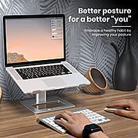 Portronics My Buddy K3 Portable Laptop Tabletop Stand I Foldable & Adjustable for Laptops Up to 15.6 Inches (Silver)