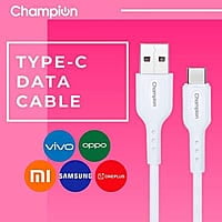 Champion USB to Type-C 3Amp Data Sync & Charging Cable PVC for all Android & USB Type-C Devices (White)