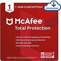 McAfee Total Protection Security For Window, Mac Single Licence Key (Email Delivery)