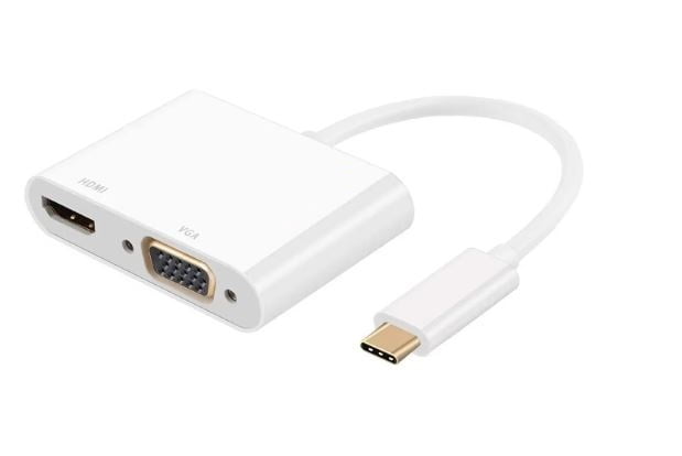 ADNET TYPE C TO HDMI + VGA, USB C (THUNDERBOLT 3 COMPATIBLE) TO HDMI 4K+VGA ADAPTER