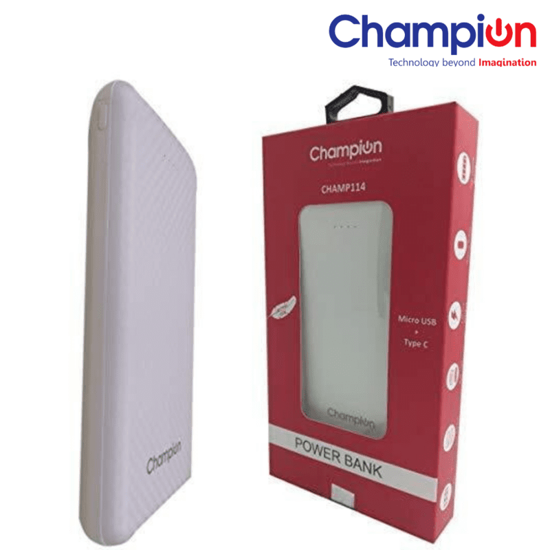 Champion Power Bank Champ 114 Capacity 10000 mAh White (BIS Certified)