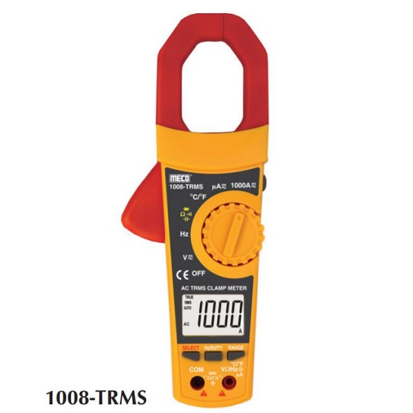 Meco 1008-TRMS 3-5/6 Digit 6000 Count 1000A AC TRMS Digital Clampmeter with Temperature & Frequency Digital AC Clamp Meter
