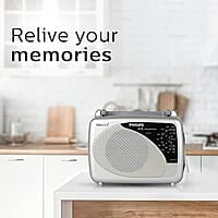 Philips Radio RL118/94 – MW/SW/FM Bands, 200mW RMS Sound Output, 3-in-1 Power Source with External Battery, Mains, and Built-in Rechargeable Battery