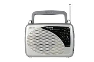 Philips Radio RL118/94 – MW/SW/FM Bands, 200mW RMS Sound Output, 3-in-1 Power Source with External Battery, Mains, and Built-in Rechargeable Battery