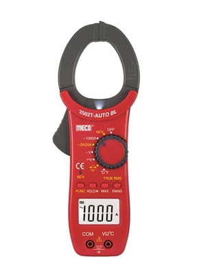 Meco 2502T-AUTO BL 3-1/2 Digit 2000 Counts 1000A AC Auto / Manual Ranging Digital Clampmeter with Temperature – TRMS