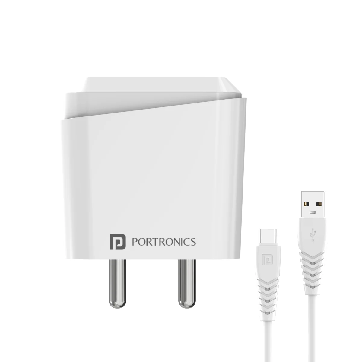 Portronics Adapto 40 C,18w 3A Mach USB Fast Charging Adaptor, Comes with 1M Type C Charging Cable, Single Port Wall Charger for iPhone