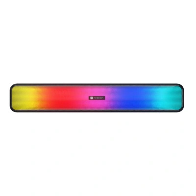 Portronics Radian 16W Bluetooth Stereo Soundbar with Multicolour LED Lights, in-Built FM Radio, Built in Mic, Aux in 3.5mm, Micro SD Slot(Black)