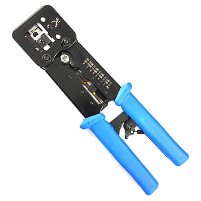 EZ Crimping Tool For RJ45 RJ11 RJ12 Cavity With Round Cable Stripper